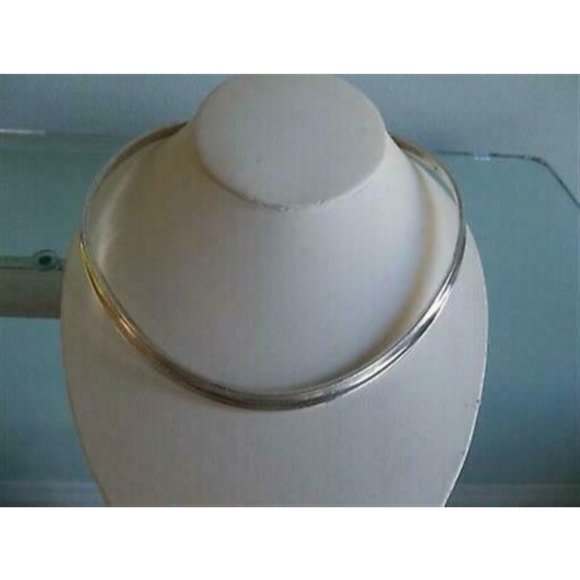 Sterling Silver Necklace Bib Collar 925 Heavy Sleek Design - Picture 2 of 6